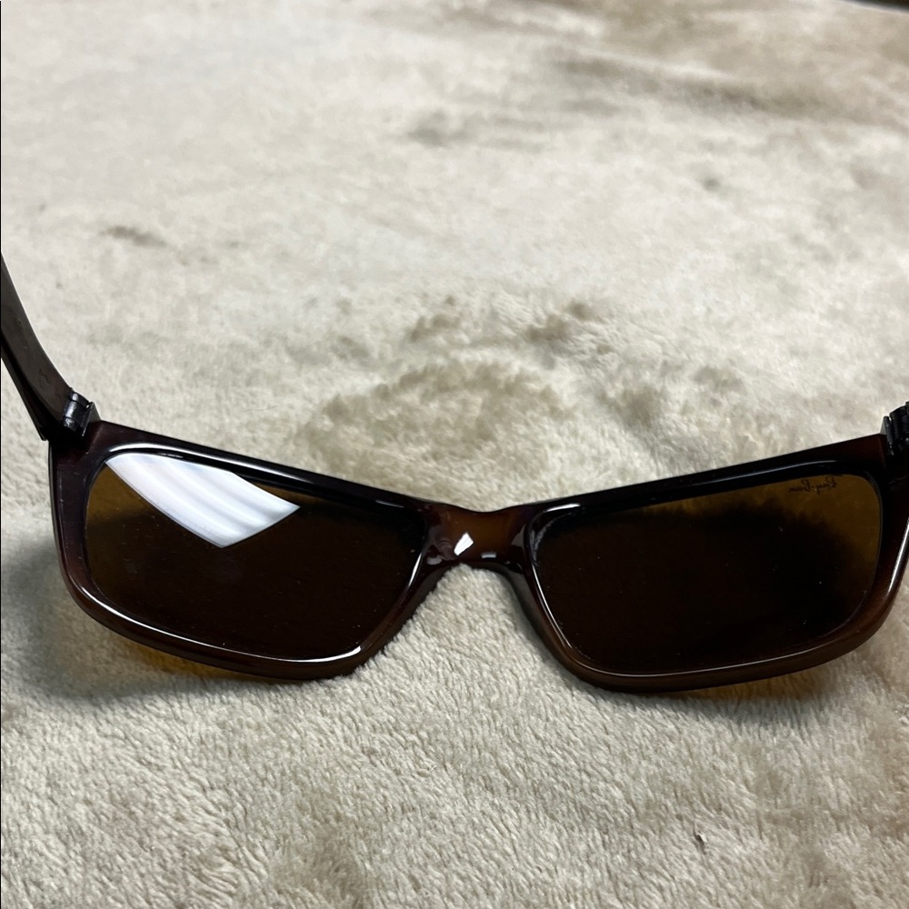 Ray-Ban Brown Rectangular Sunglasses with Black C… - image 7